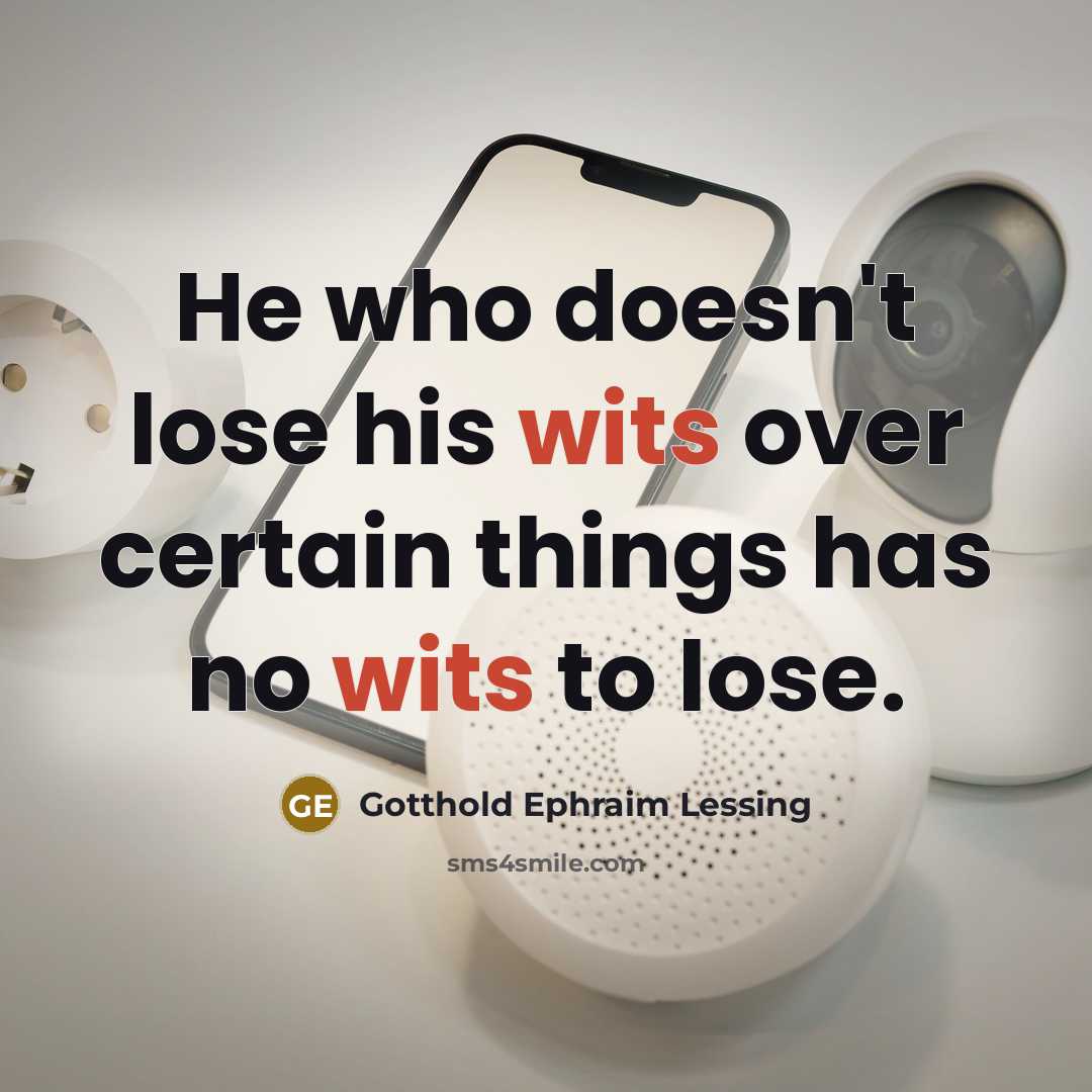 “He who doesn't lose his wits over certain things has no wits to lose.” quote by Gotthold Ephraim Lessing