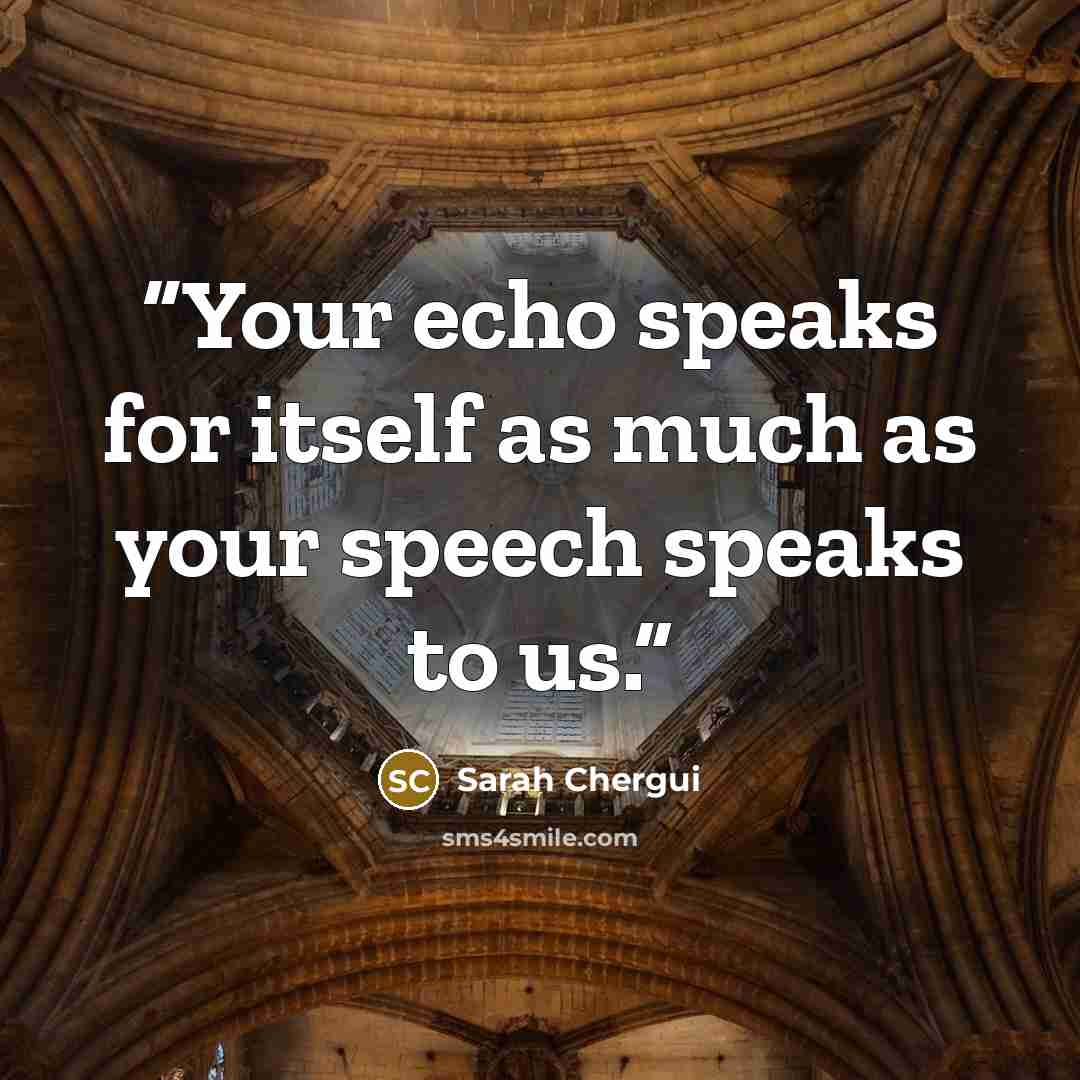 “Your echo speaks for itself as much as your speech speaks to us.” quote by Sarah Chergui