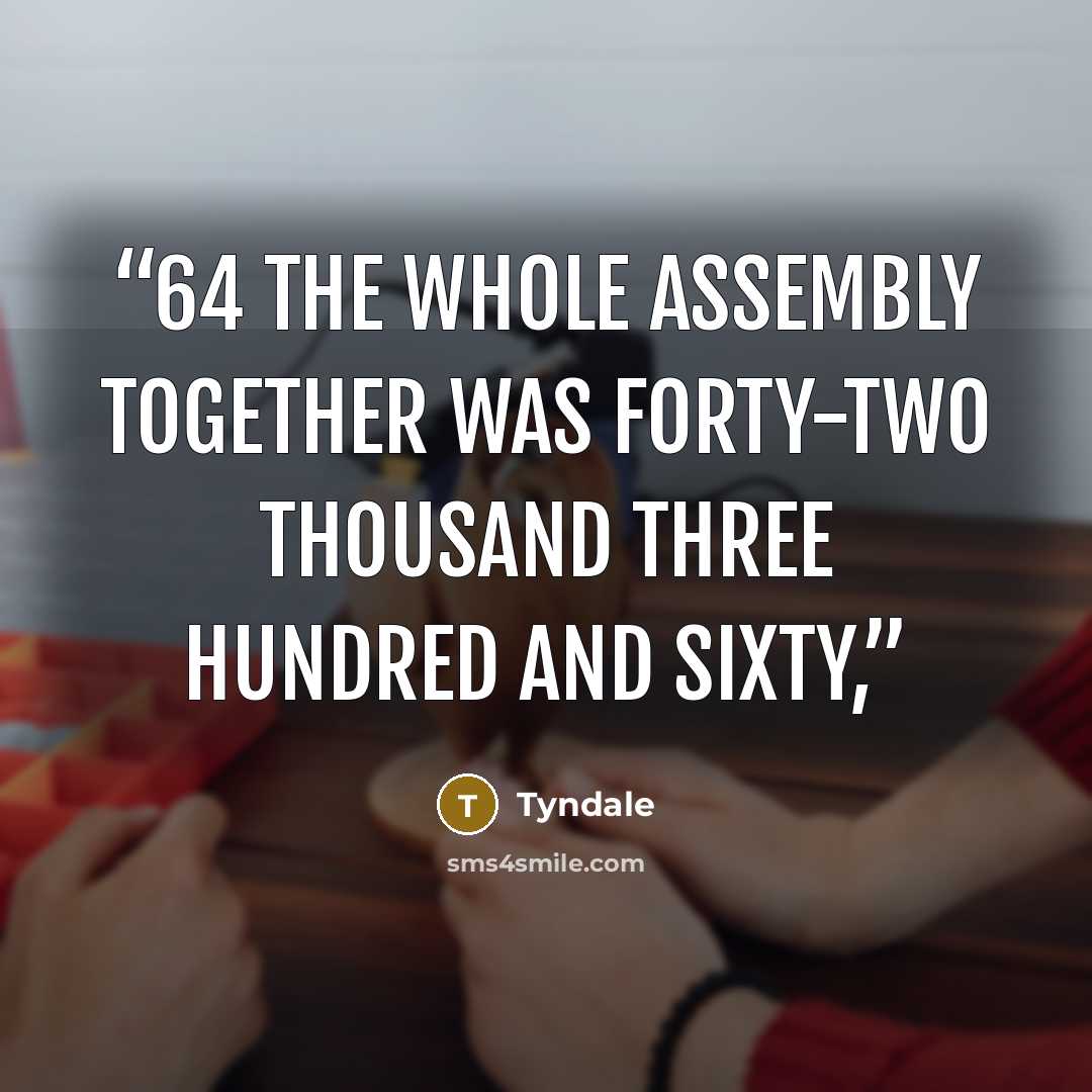 “64 The whole assembly together was forty-two thousand three hundred and sixty,” quote by Tyndale
