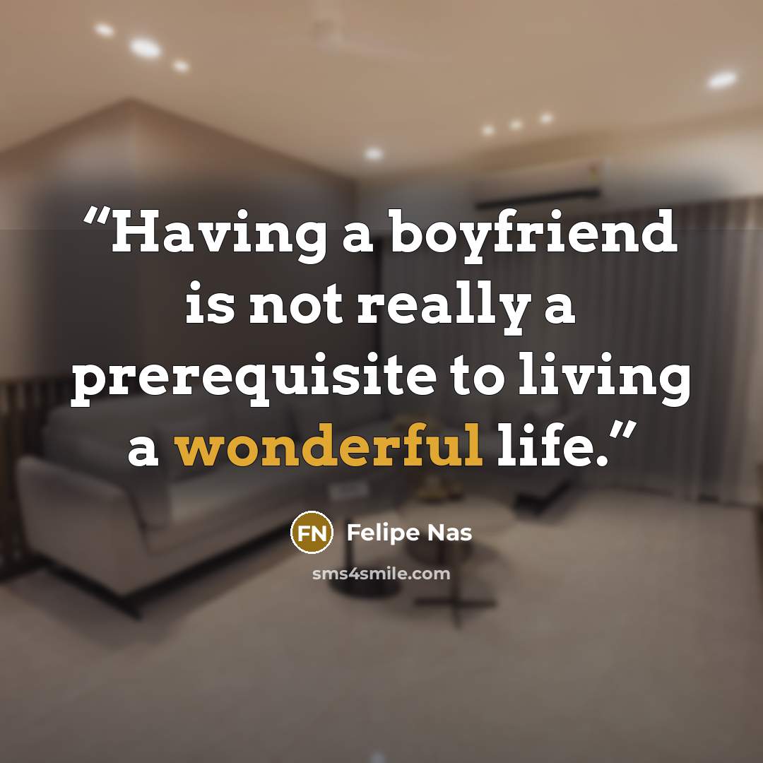 “Having a boyfriend is not really a prerequisite to living a wonderful life.” quote by Felipe Nas