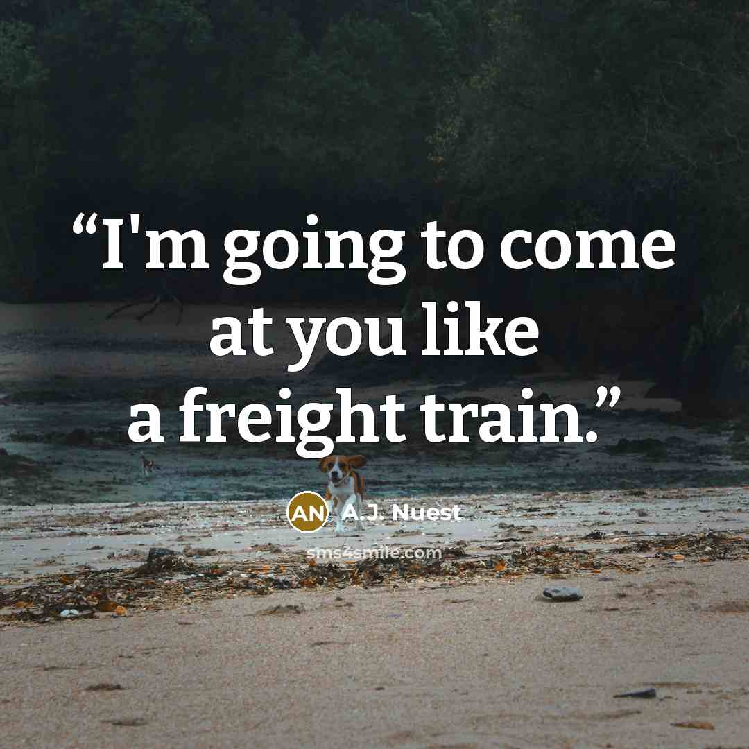 “I'm going to come at you like a freight train.” quote by A.J. Nuest