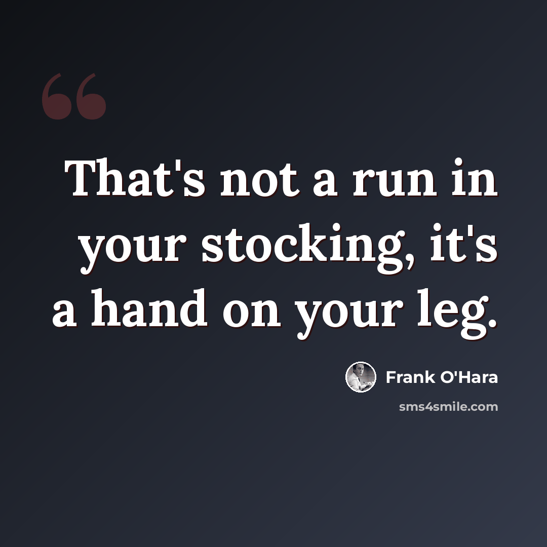 “That's not a run in your stocking, it's a hand on your leg.” quote by Frank O'Hara