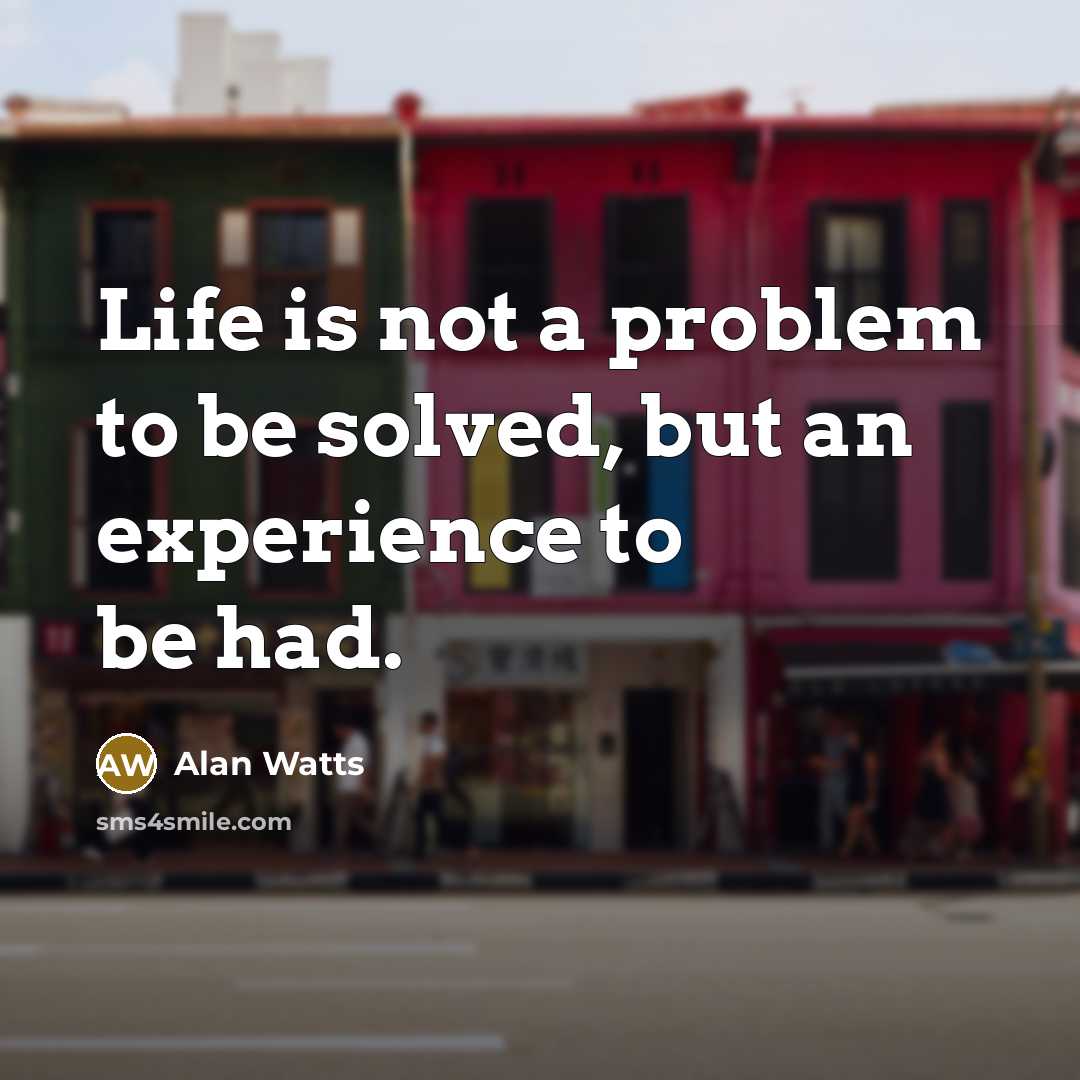 “Life is not a problem to be solved, but an experience to be had.” quote by Alan Watts
