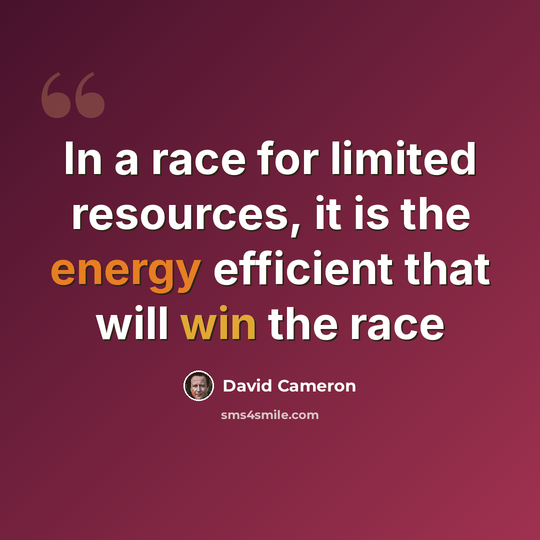 “In a race for limited resources, it is the energy efficient that will win the race” quote by David Cameron