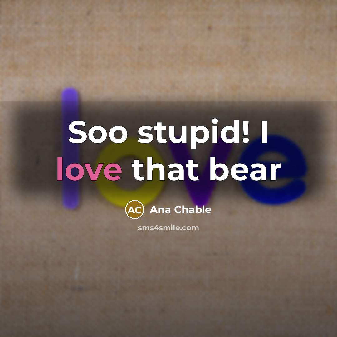 “Soo stupid! I love that bear” quote by Ana Chable