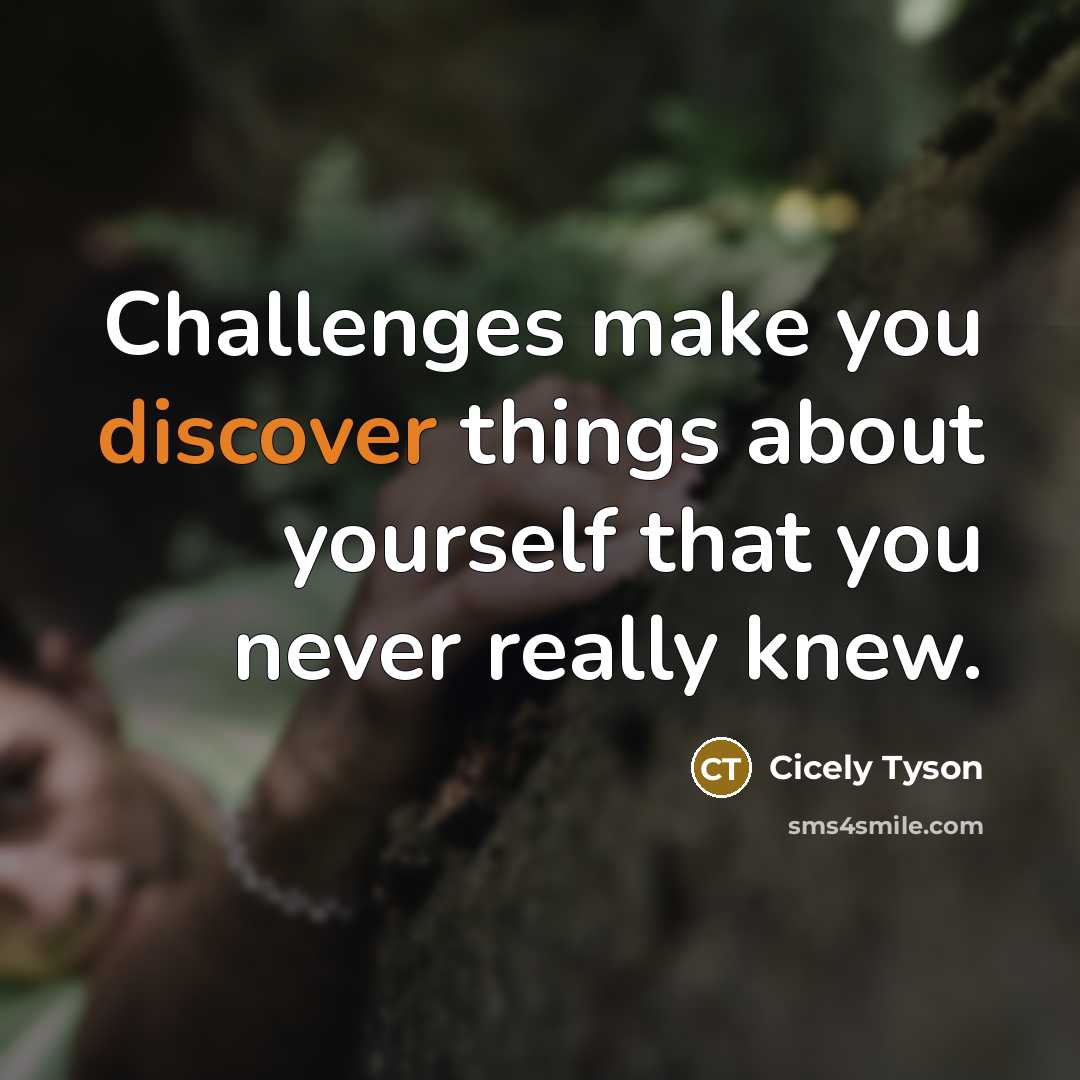 “Challenges make you discover things about yourself that you never really knew.” quote by Cicely Tyson