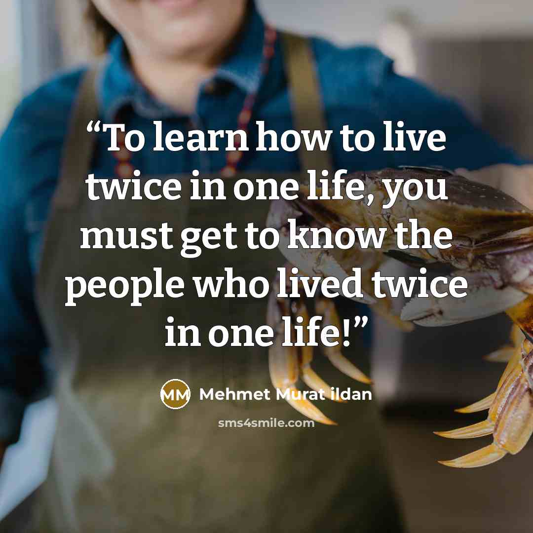 “To learn how to live twice in one life, you must get to know the people who lived twice in one life!” quote by Mehmet Murat ildan