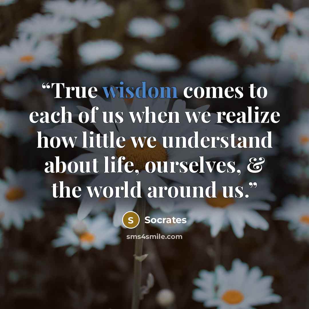 “True wisdom comes to each of us when we realize how little we understand about life, ourselves, & the world around us.” quote by Socrates