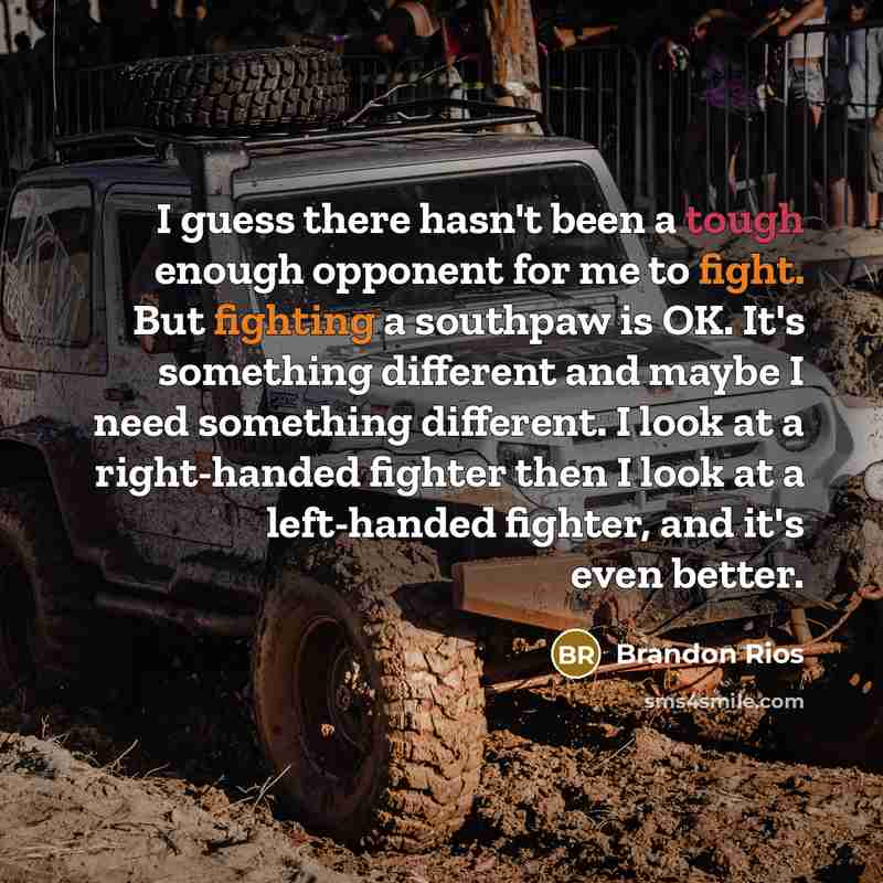 “I guess there hasn't been a tough enough opponent for me to fight. But fighting a southpaw is OK. It's something different and maybe I need something different. I look at a right-handed fighter then I look at a left-handed fighter, and it's even better.” quote by Brandon Rios