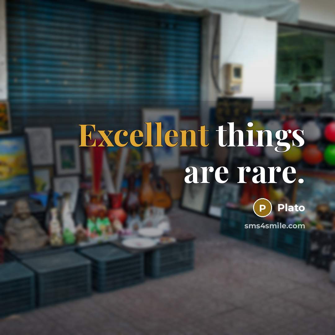 “Excellent things are rare.” quote by Plato