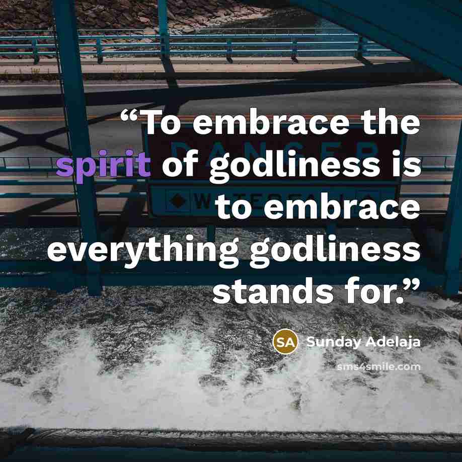 “To embrace the spirit of godliness is to embrace everything godliness stands for.” quote by Sunday Adelaja