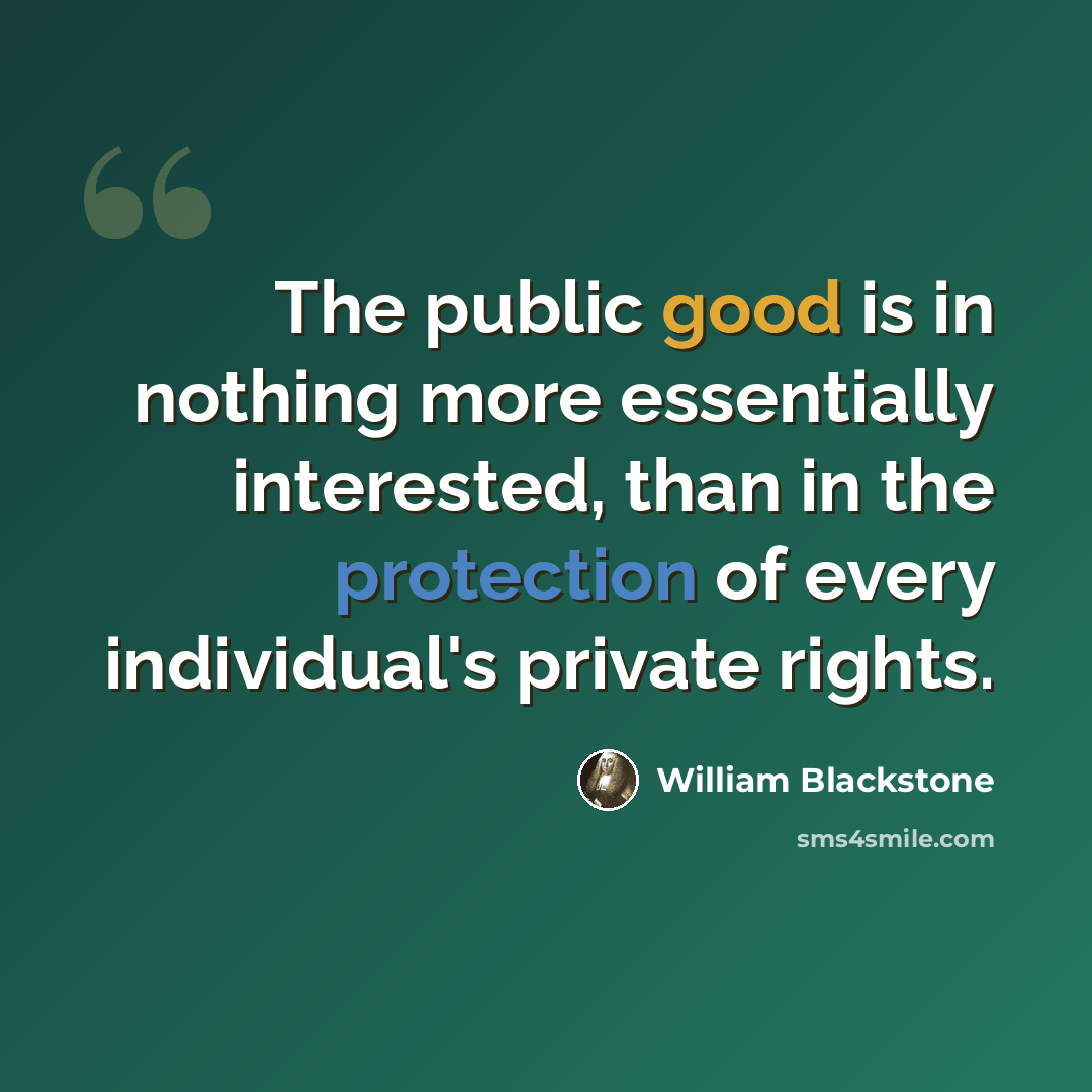 “The public good is in nothing more essentially interested, than in the protection of every individual's private rights.” quote by William Blackstone