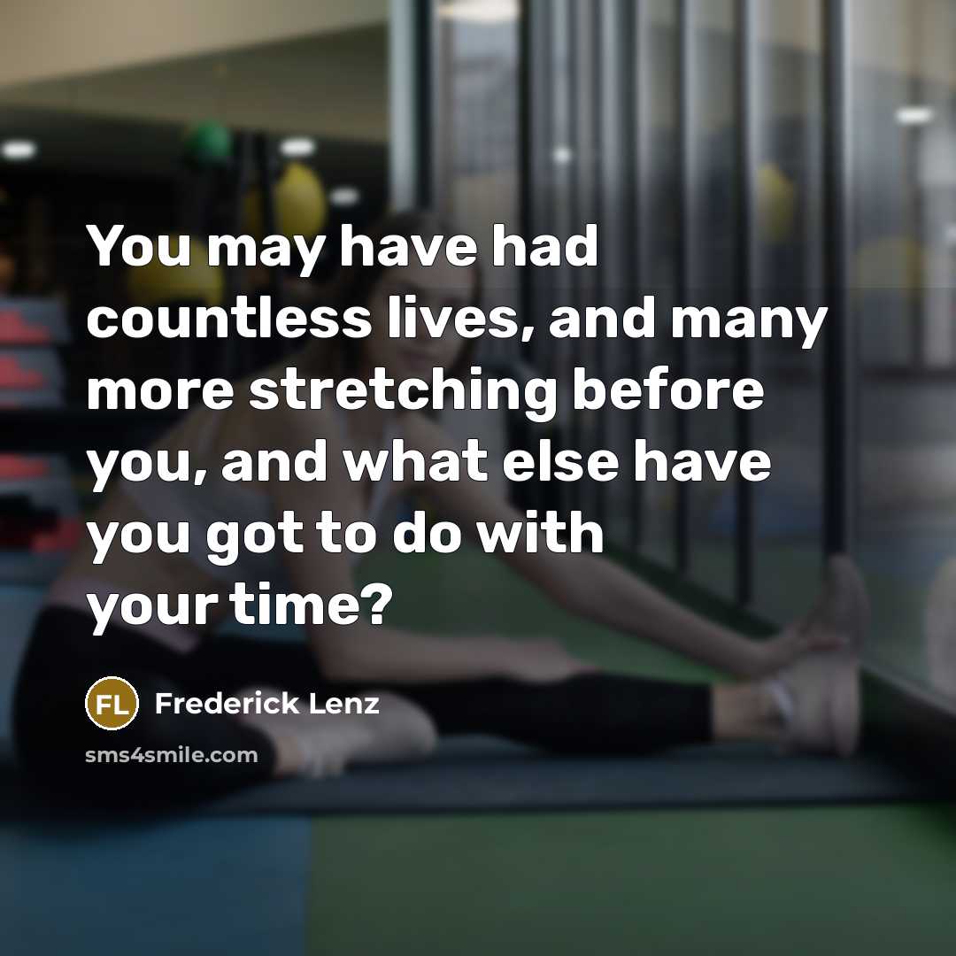 “You may have had countless lives, and many more stretching before you, and what else have you got to do with your time?” quote by Frederick Lenz