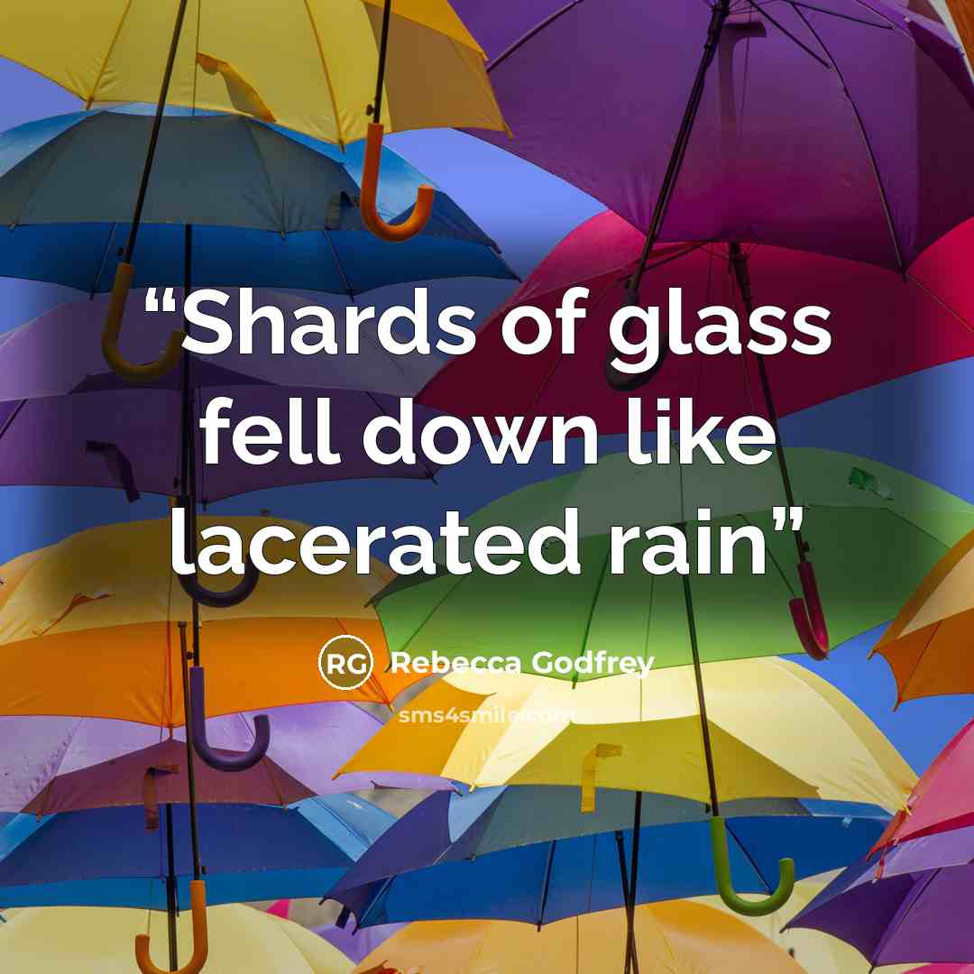 “Shards of glass fell down like lacerated rain” quote by Rebecca Godfrey