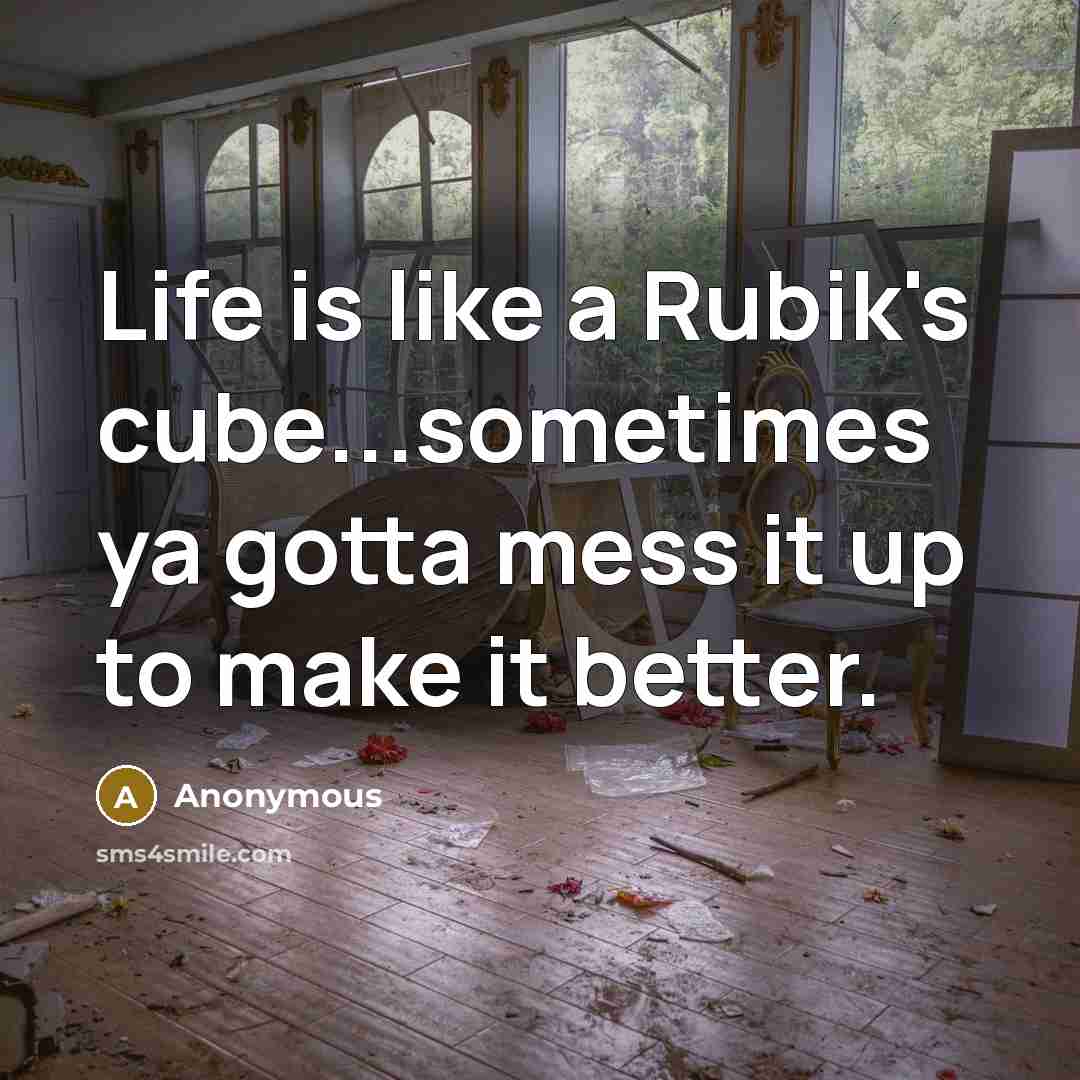 “Life is like a Rubik's cube...sometimes ya gotta mess it up to make it better.” quote by Anonymous