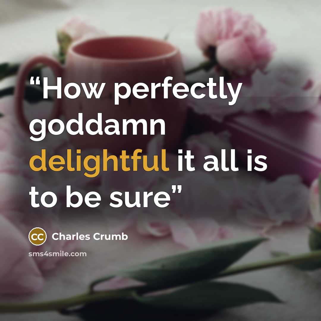 “How perfectly goddamn delightful it all is to be sure” quote by Charles Crumb