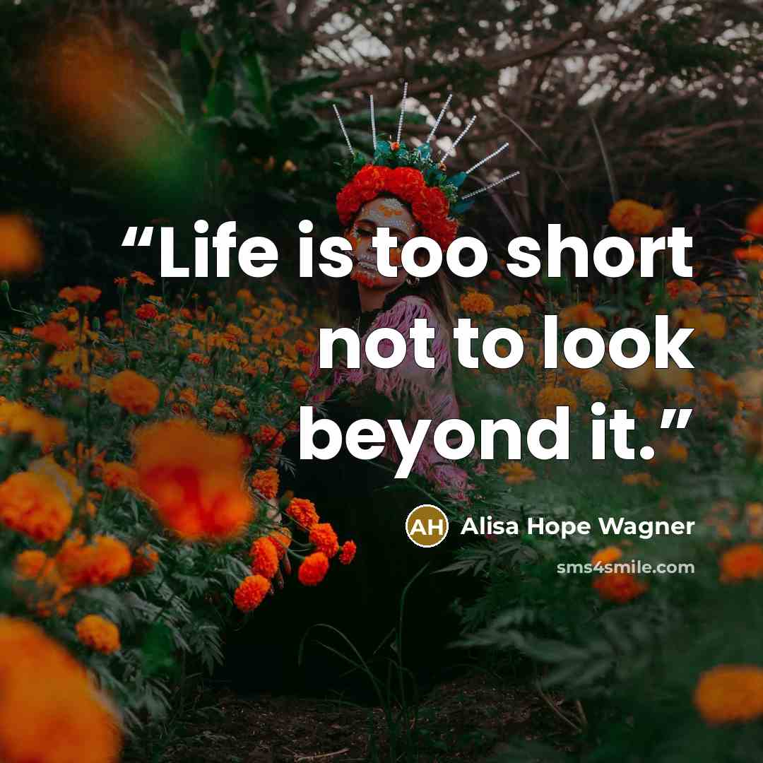 “Life is too short not to look beyond it.” quote by alisa hope wagner