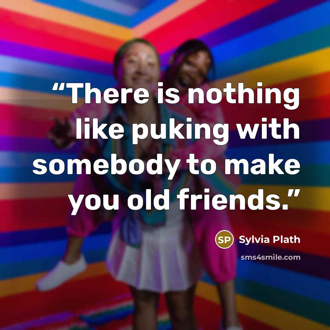 “There is nothing like puking with somebody to make you old friends.” quote by Sylvia Plath