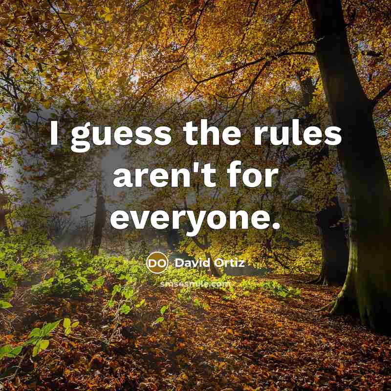 “I guess the rules aren't for everyone.” quote by David Ortiz