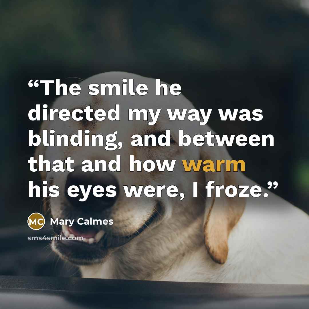 “The smile he directed my way was blinding, and between that and how warm his eyes were, I froze.” quote by Mary Calmes