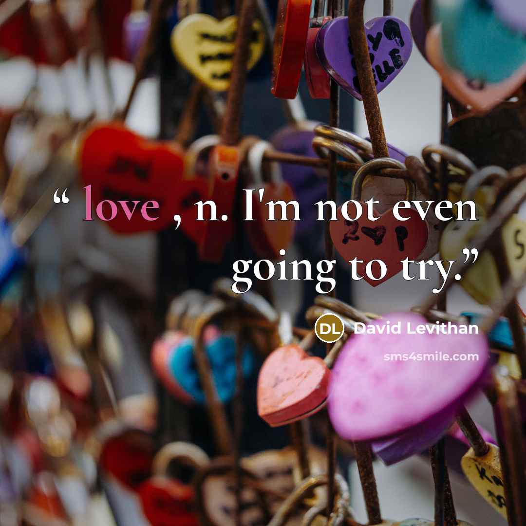 “love , n. I'm not even going to try.” quote by David Levithan