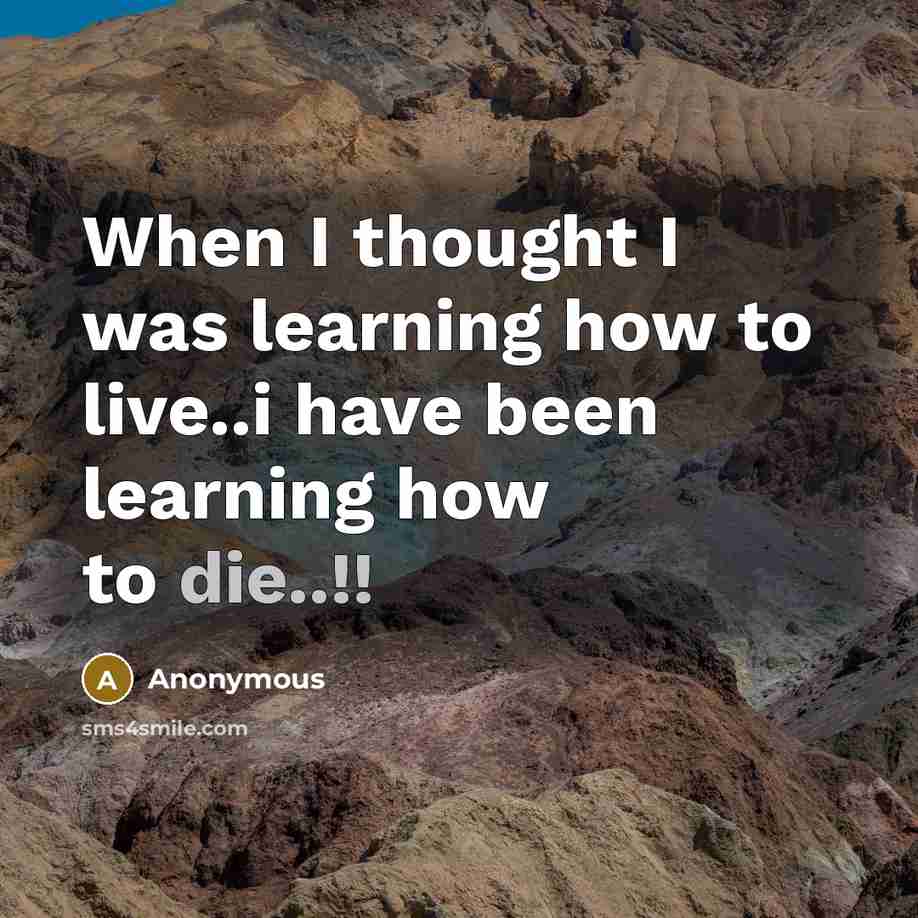 “When I thought I was learning how to live..i have been learning how to die..!!” quote by Anonymous