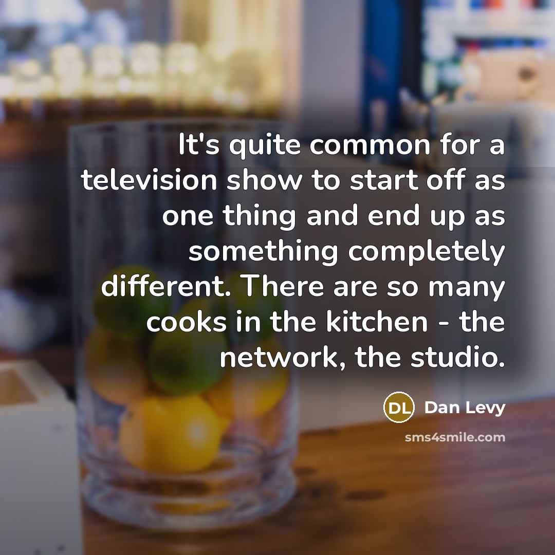 “It's quite common for a television show to start off as one thing and end up as something completely different. There are so many cooks in the kitchen - the network, the studio.” quote by Dan Levy