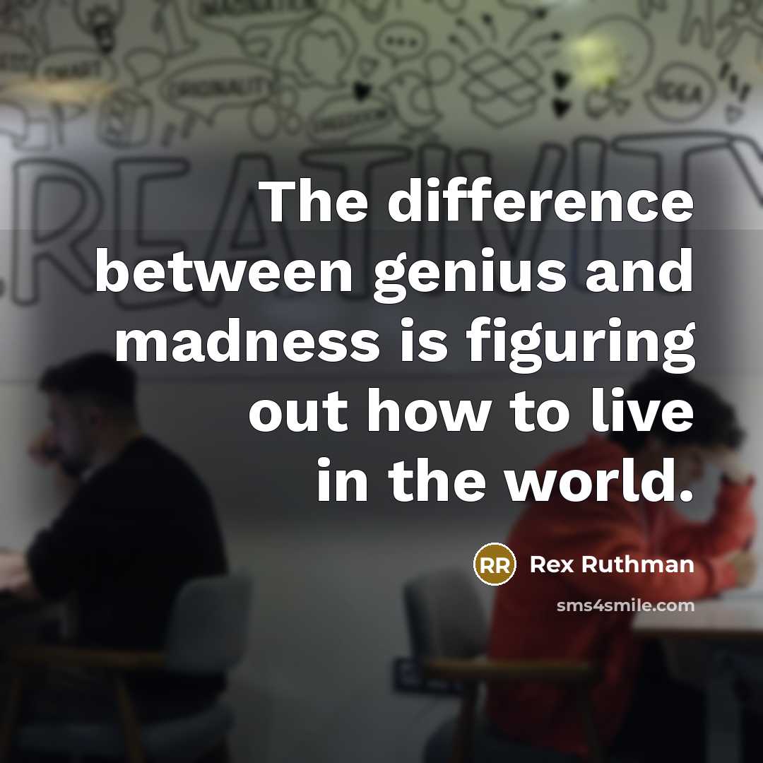 “The difference between genius and madness is figuring out how to live in the world.” quote by Rex Ruthman
