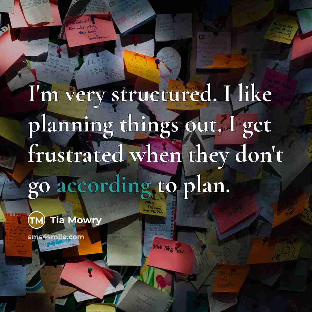 “I'm very structured. I like planning things out. I get frustrated when they don't go according to plan.” quote by Tia Mowry