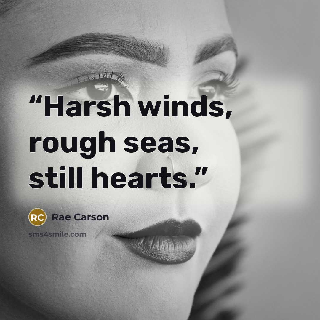 “Harsh winds, rough seas, still hearts.” quote by Rae Carson