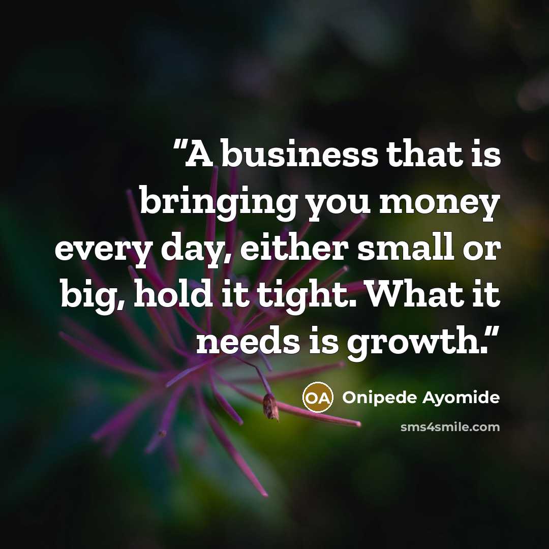 “A business that is bringing you money every day, either small or big, hold it tight. What it needs is growth.” quote by Onipede Ayomide