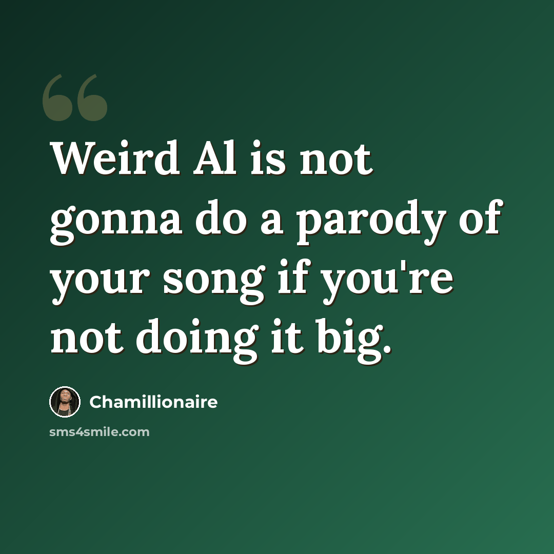 “Weird Al is not gonna do a parody of your song if you're not doing it big.” quote by Chamillionaire