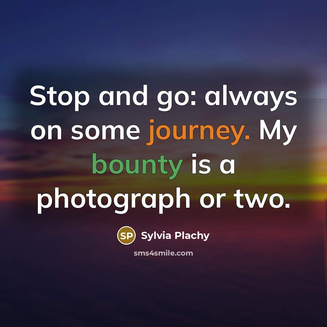 “Stop and go: always on some journey. My bounty is a photograph or two.” quote by Sylvia Plachy