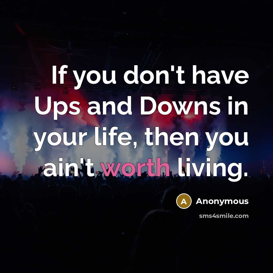 “If you don't have Ups and Downs in your life, then you ain't worth living.” quote by Anonymous