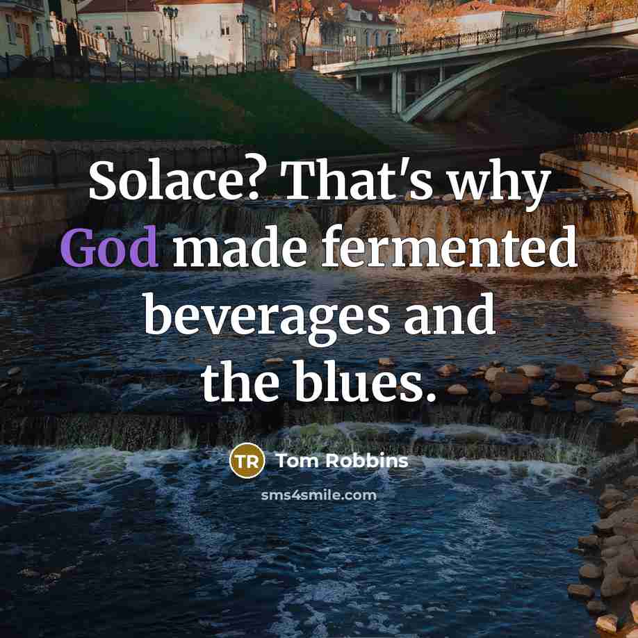 “Solace? That's why God made fermented beverages and the blues.” quote by Tom Robbins