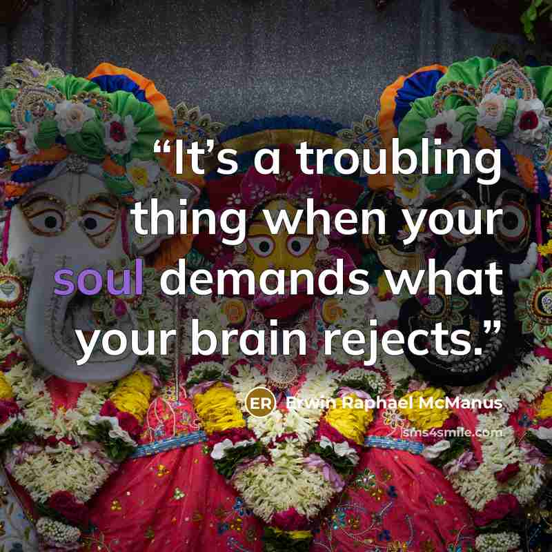 “It’s a troubling thing when your soul demands what your brain rejects.” quote by Erwin Raphael McManus