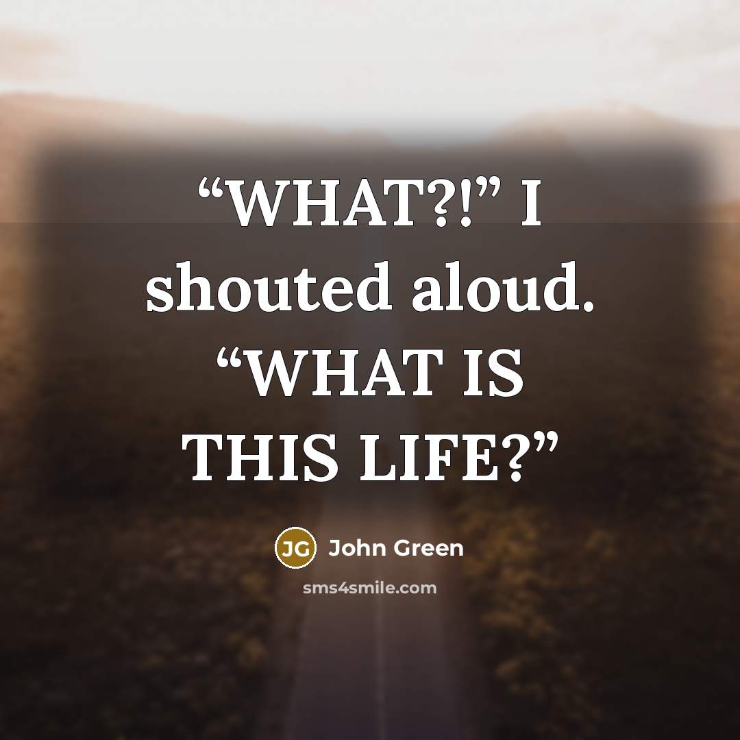 “WHAT?!” I shouted aloud. “WHAT IS THIS LIFE?” quote by John Green