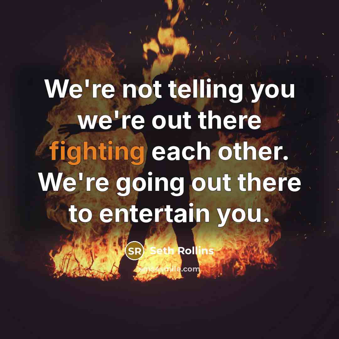 “We're not telling you we're out there fighting each other. We're going out there to entertain you.” quote by Seth Rollins