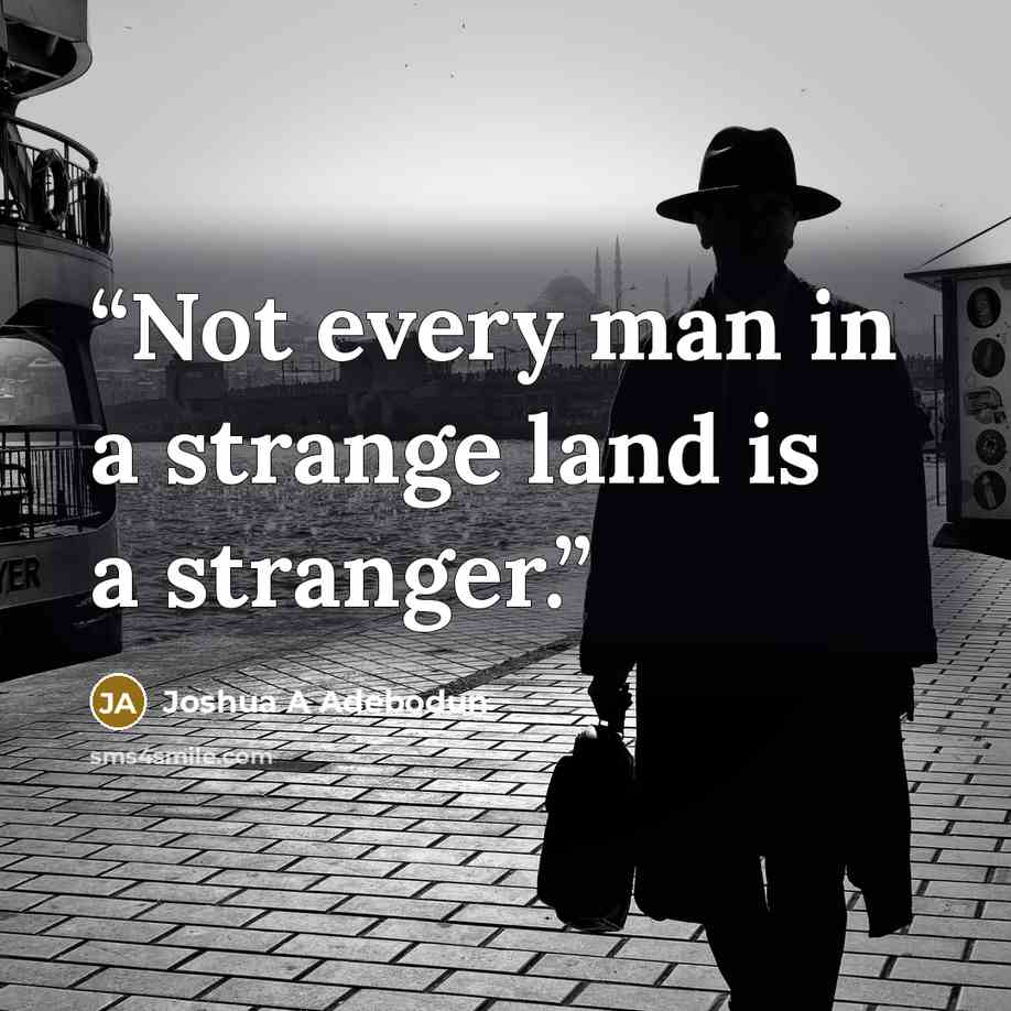 “Not every man in a strange land is a stranger.” quote by Joshua A Adebodun