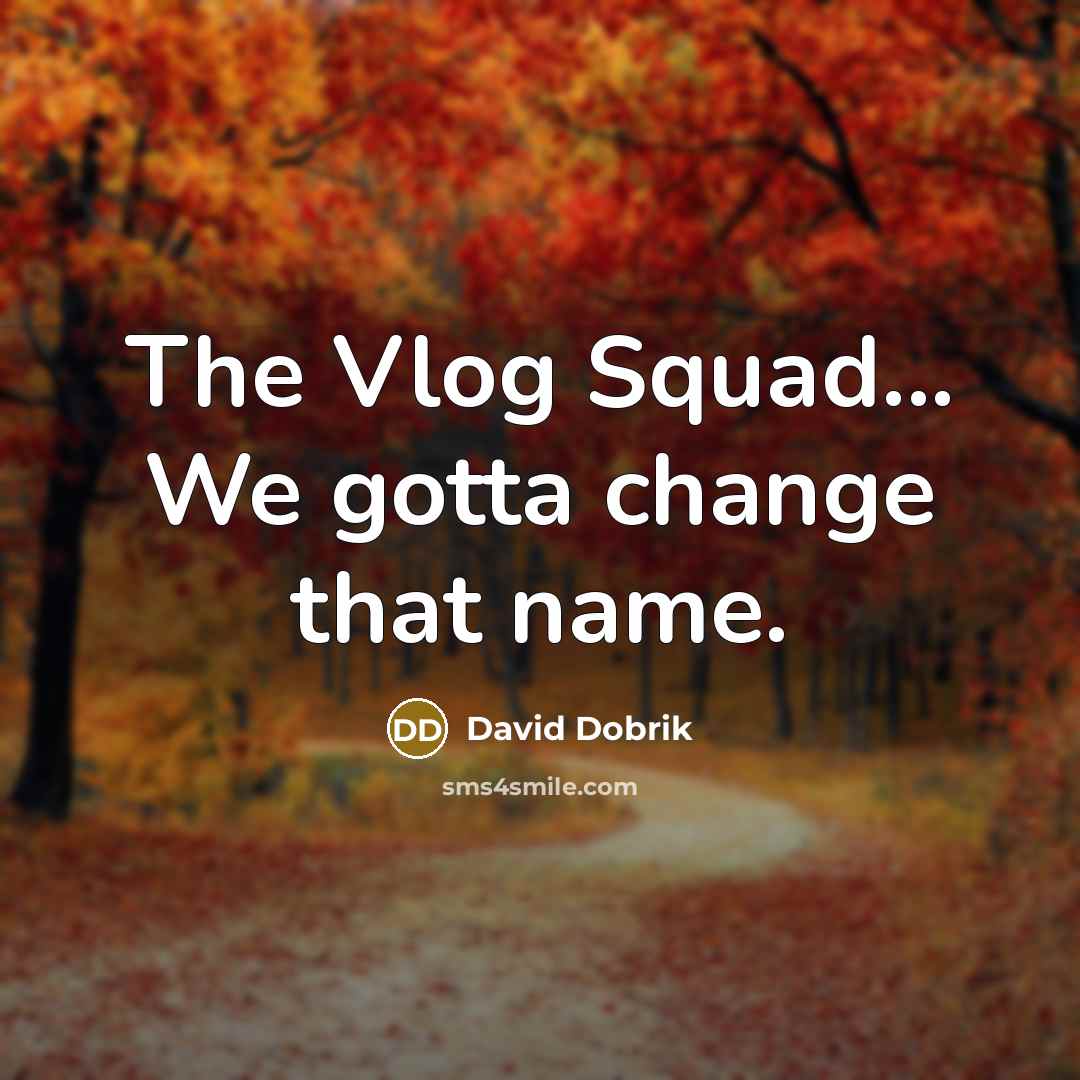“The Vlog Squad... We gotta change that name.” quote by David Dobrik