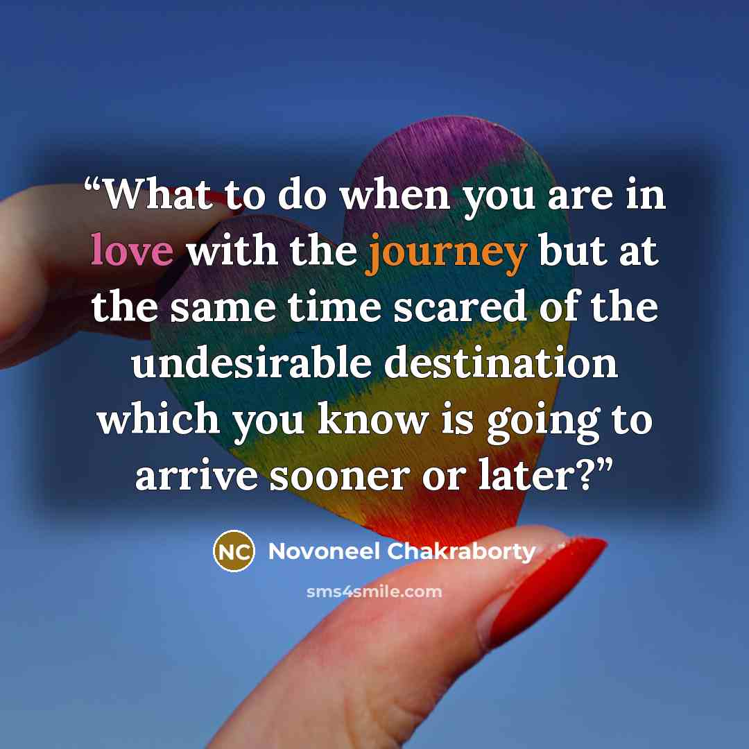 “What to do when you are in love with the journey but at the same time scared of the undesirable destination which you know is going to arrive sooner or later?” quote by Novoneel Chakraborty