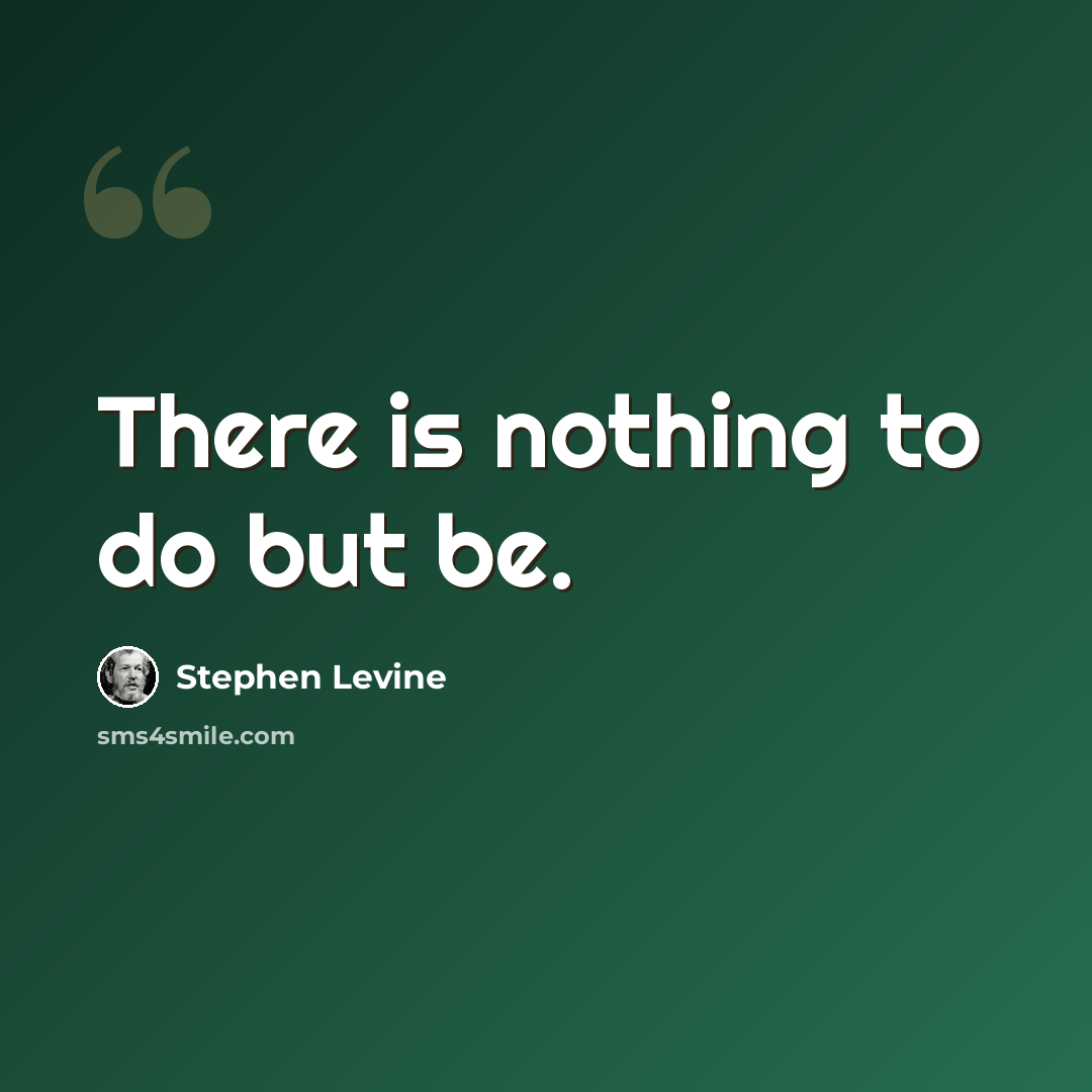 “There is nothing to do but be.” quote by Stephen Levine