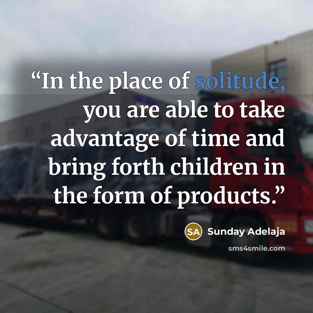 “In the place of solitude, you are able to take advantage of time and bring forth children in the form of products.” quote by Sunday Adelaja