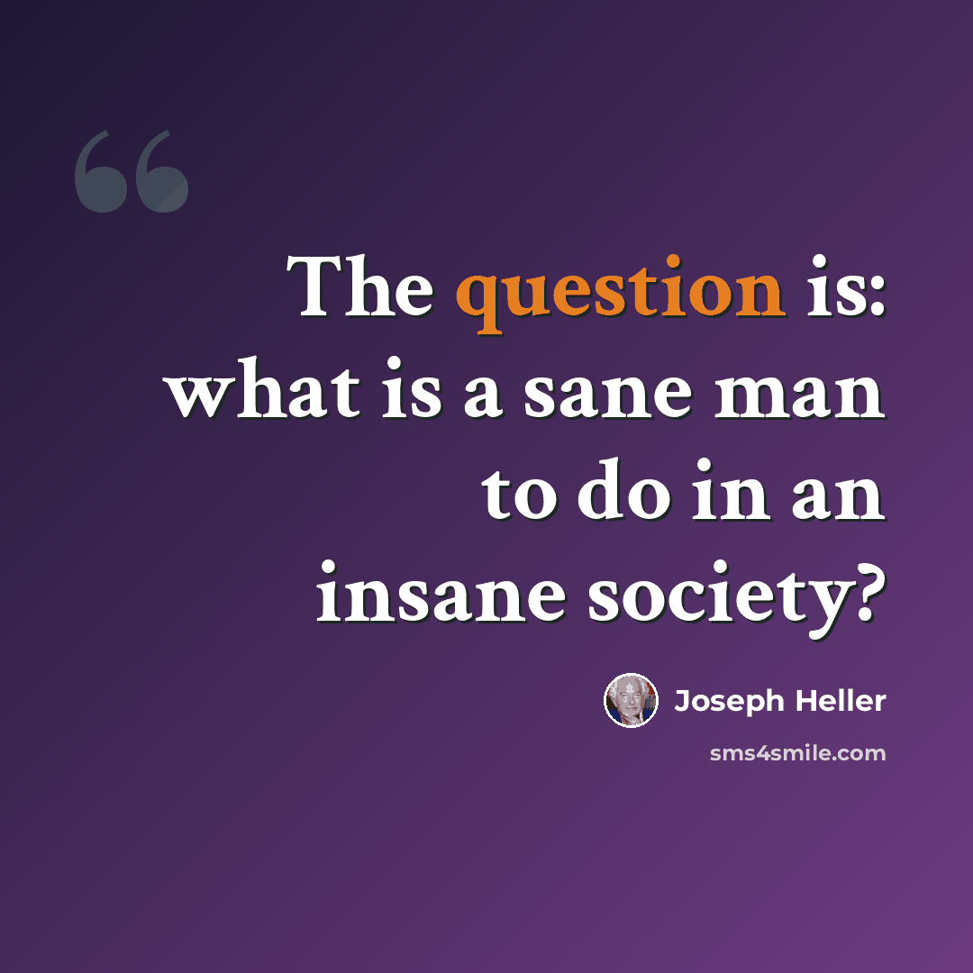 “The question is: what is a sane man to do in an insane society?” quote by Joseph Heller