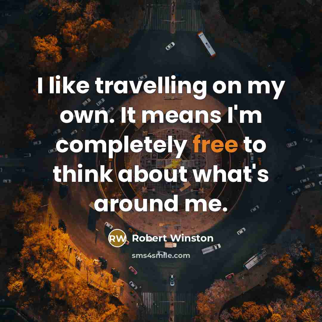 “I like travelling on my own. It means I'm completely free to think about what's around me.” quote by Robert Winston