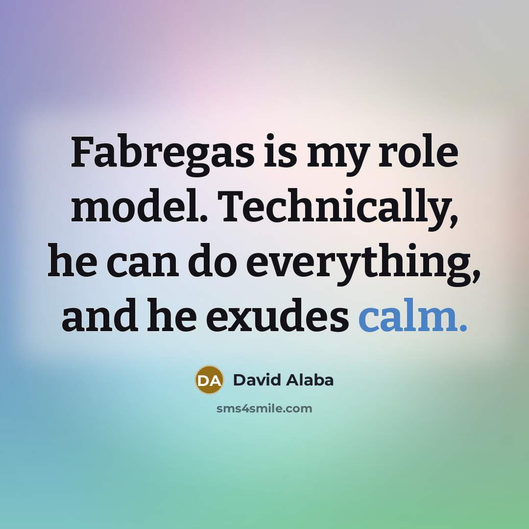 “Fabregas is my role model. Technically, he can do everything, and he exudes calm.” quote by David Alaba