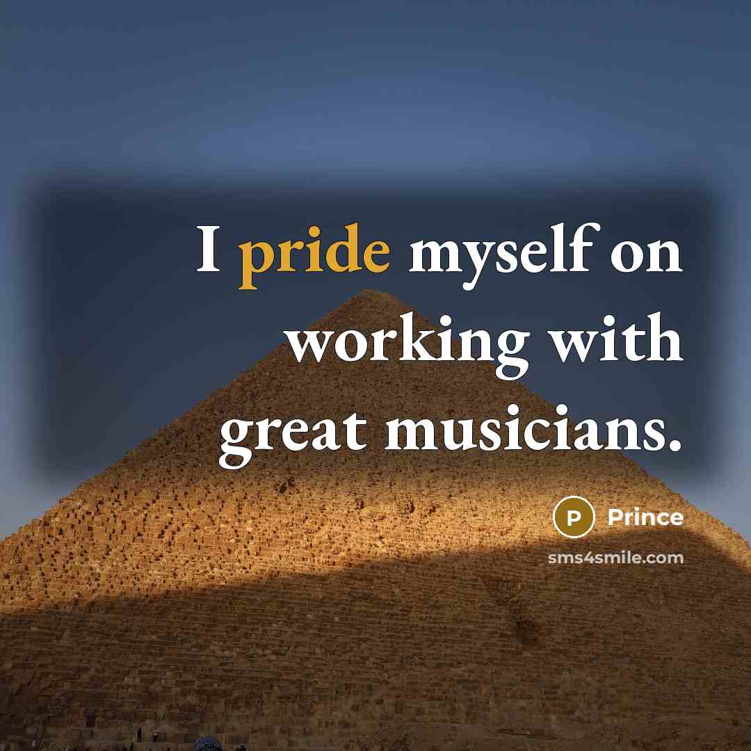 “I pride myself on working with great musicians.” quote by Prince