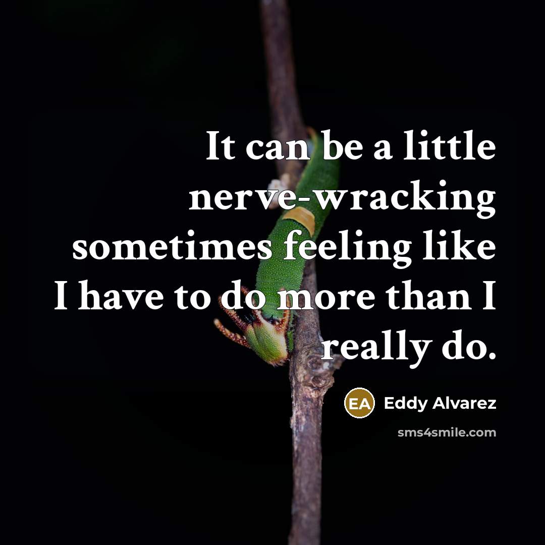 “It can be a little nerve-wracking sometimes feeling like I have to do more than I really do.” quote by Eddy Alvarez