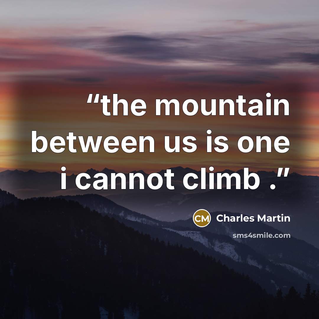 “the mountain between us is one i cannot climb .” quote by charles martin