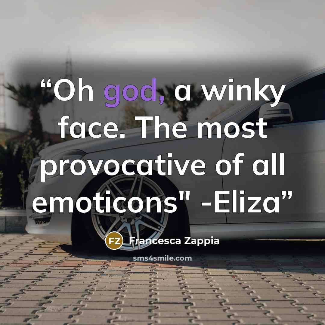 “Oh god, a winky face. The most provocative of all emoticons" -Eliza” quote by Francesca Zappia
